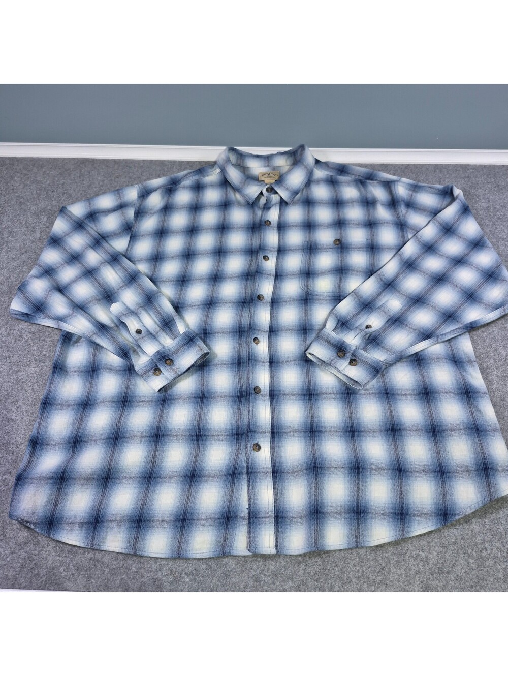 Blue Mountain Flannel Shirt Mens 3XL Blue Navy Plaid Cotton Button Up Casual
